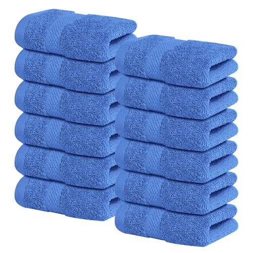 Infinitee Xclusives Luxury Wash Cloths for Showering [13x13] – 100% Cotton Washcloths [Pack of 12], Soft and Absorbent Face Towels for Bathroom Wash Clothes, Gym, and Spa (Eloquent Blue) - color: Eloquent Blue, size: Washcloths - 12 Pack