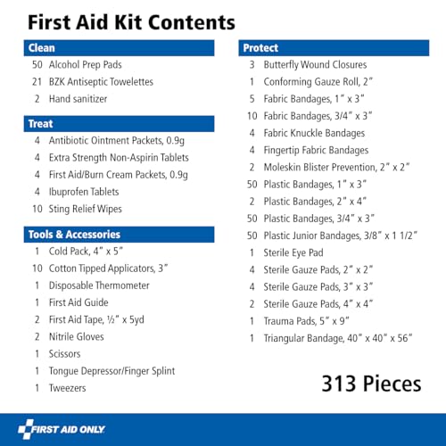 First Aid Only 313 Piece Home & Go Emergency First Aid Kit (91081) - size: 313 Piece
