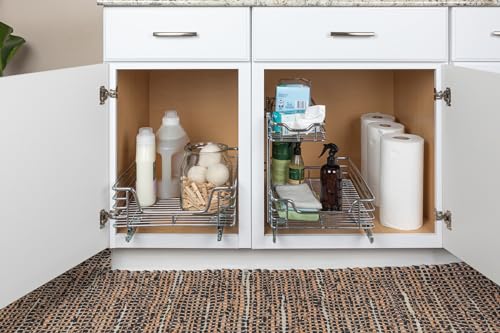 Household Essentials Glidez Chrome-Plated Steel Extended Depth 1-Tier Sliding Under Sink Cabinet Organizer, Chrome - size: 11.5" - Extended, style: Single Tier