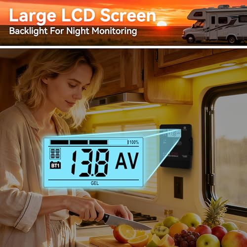 LNEX Solar Charge Controller with Flush Mount Design, 6 Stage Charging with LCD Display 12V/24V Auto PWM Controller 40A for LiFePO4, AGM, Gel, Flooded and Lithium Battery - style: 40A Flush Mount
