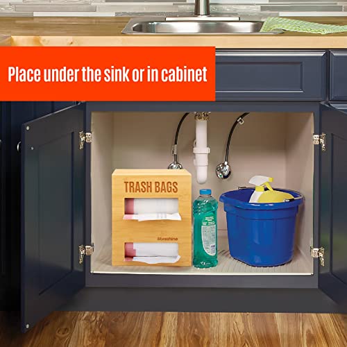 Libreshine Extra Large Bamboo 2-in-1 Trash Bag Dispenser & Roll Holder – Fits Costco Kirkland & Members Mark Jumbo Rolls, Wall/Under-Sink/Cabinet Mountable, Dual-Slot Storage for 2 Rolls - color: Natural, Large 2-slot