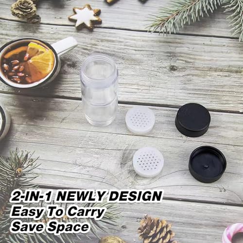 Sunmei Salt and Pepper Shakers Moisture Proof Set, 2-in-1 Portable Spice Shaker with Airtight Lid, Perfect for Camping Kitchen, Travel, Car Camping, RV, Outdoors, Backpack, BBQ Picnic, Lunch Boxes (2)