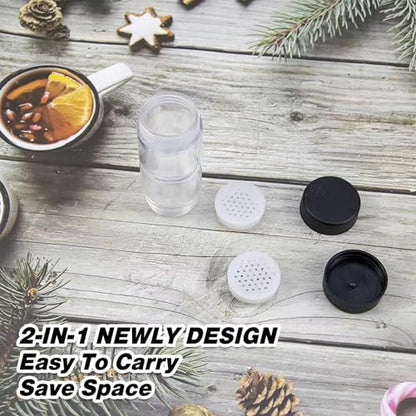 Sunmei Salt and Pepper Shakers Moisture Proof Set, 2-in-1 Portable Spice Shaker with Airtight Lid, Perfect for Camping Kitchen, Travel, Car Camping, RV, Outdoors, Backpack, BBQ Picnic, Lunch Boxes (2)