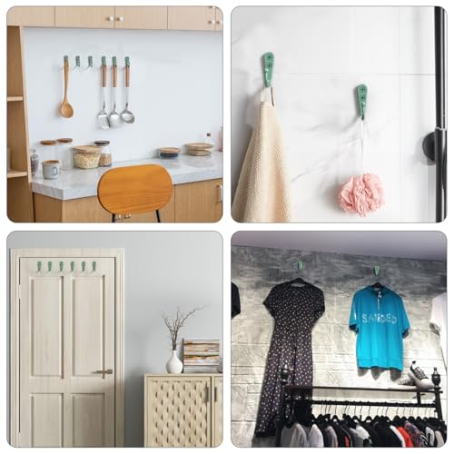 15 Pcs Black Wall Mounted Coat Hooks, Hanger Hook with 30 Pieces Screws for Towel, Key, Robe, Scarf, Bag, Cap, Coffee Cup, Mugs（Green） - color: 15PCS Mint Green Hooks