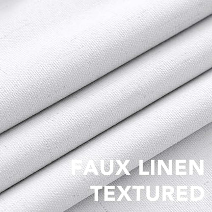 H.VERSAILTEX Linen Look 100% Blackout Curtains 45 Inches Long for Bedroom Rod Pocket 42 Inches Wide Linen Textured Thick Window Curtain Drapes with White Backing, White, 2 Panels - color: White, size: 42"W x 45"L (Pack of 2)