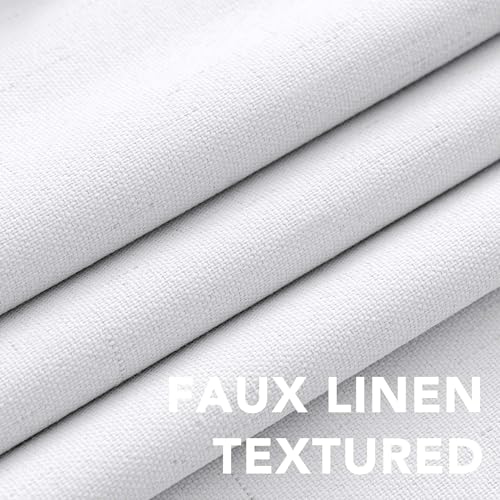 H.VERSAILTEX Linen Look 100% Blackout Curtains 63 Inches Long for Bedroom Rod Pocket 42 Inches Wide Linen Textured Thick Window Curtain Drapes with White Backing, White, 2 Panels - color: White, size: 42"W x 63"L (Pack of 2)