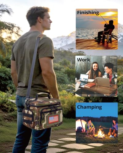 ATRIPACK Lunch Box for Men, Tactical Lunch Bag MOLLE Webbing Leakproof Insulated Lunch Cooler Women Adult Meal with Adjustable Shoulder Strap Lunch Pail - color: Camo Green, size: Medium