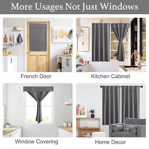 NICETOWN No Drill Thermal Insulated Curtain Grey 42" W x 63" L, Self-Adhesive Adjustable Privacy Blackout Window Cover for Bedroom, Living Room & Rental Apartment, 1 Panel - color: Grey, size: 42"W x 63"L (Pack of 1)