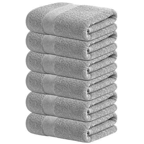 Infinitee Xclusives Gray Hand Towels for Bathroom - Set of 6 (16x28 inches) 600 GSM, 100% Cotton Ultra Soft, Quick Drying, Hotel Quality Hand Towel Set (Charming Grey, Hand Towels) - color: Charming Grey, size: Hand Towels - 6 Pack
