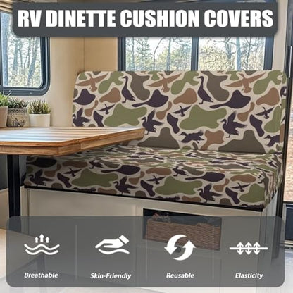 SEANATIVE RV Couch Cushion Cover Camper Dinette Sofa Cover Non Slip Travel Trailer Couch Protective Duck Camouflage Cover 2 Slipcovers RV Accessories for Inside - color: Duck Camouflage