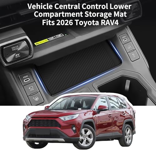 Silicone Liner Mat Compatible with for Toyota RAV4 2026 Anti-Slip Anti-Scratch Center Console Liner Pad Noise Reduction Center Console Liner Pad RAV4 Interior Accessories - size: RAV4-Center Cover-26