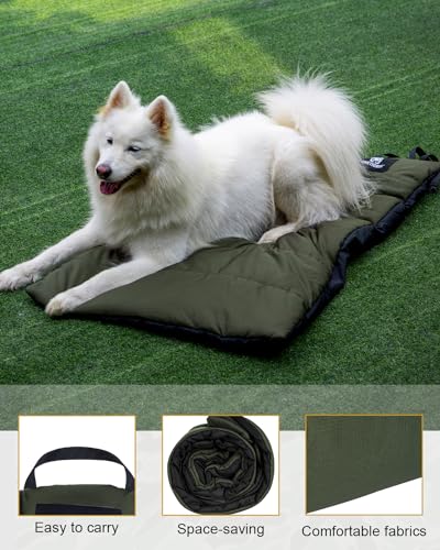 ONETIGRIS Large Dog Bed Washable Matteress Anti Slip Cushion for Pets Sleeping, 3.6ft by 2.2ft Water-Resistant Pet Bed for Indoor Outdoor(Green) - size: Medium