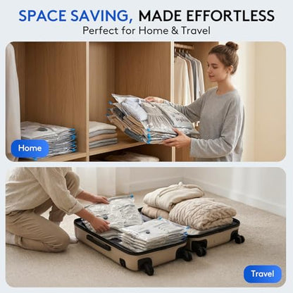 15 Packs Vacuum Bags for Travel with Rechargeable Pump, 3 Sizes Vacuum Seal Bags for Clothing, Compression Vacuum Travel Bags for Luggage, Vacuum Packing Bags for Closet Organization