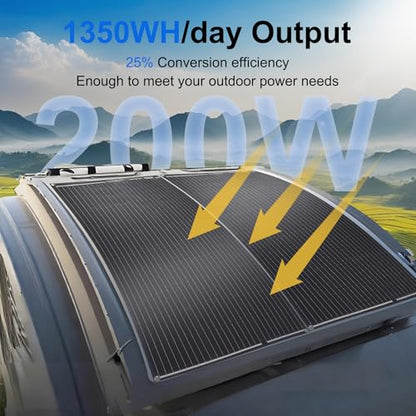 200W Flexible Solar Panel Kit, Lightweight Monocrystalline Ultra-Flexible Bendable Mono Off-Grid Charger with 30A Charge Controlle for 12-24V Battery Charging Car Battery Camping Stuff (2 * 100W) - size: 200W Kit