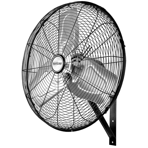 Hurricane 30" Pro Commercial Grade Oscillating Wall Mount Fan, Black - Heavy-Duty All-Metal Corded Electric Air Cooling Unit for Home, Garage, Greenhouse, or Workshop - style: 30" Pro Commercial Grade