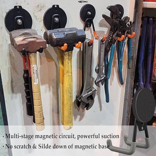 ULIBERMAGNET Heavy Duty Magnetic Hooks,Strong Large Magnet Hooks for Power Drill,Garden Tools, Hose,Pegboard,Garage,Workshop,4 Pack Magnetic Storage Hooks for Indoor Outdoor Hanging(Gray) - style: 2.59" Strong Medium L Gray 4PC