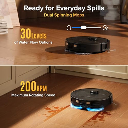 roborock Qrevo S Pro Robot Vacuum and Mop, 18,500Pa Suction, Multifunctional Dock with 167℉ Mop Self-Cleaning, Smart Obstacle Avoidance, Anti-Tangle Brush, Liftable Spinning Mop, Black - color: Black