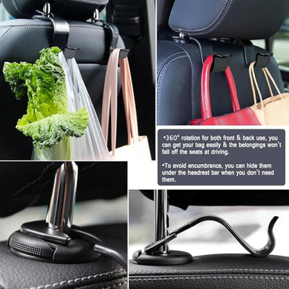 4 Pcs Garage Storage Hooks Heavy Duty Wall Hooks Car Multifunctional Seat Back Shelves Car Seat Headrest Hooks Tools - color: 4 Pcs Garage Hooks black