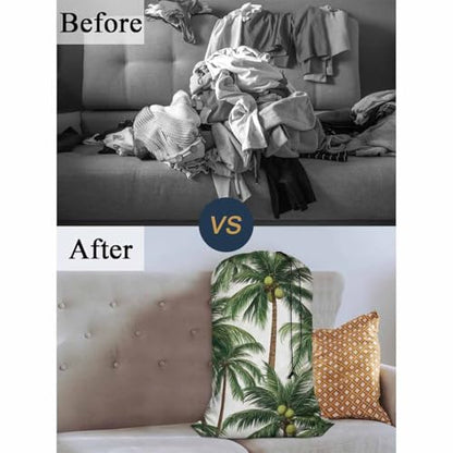 Swono Palm Trees XL Laundry Bags, Drawstring Closure Dirty Clothes Bag Organizer, Heavy Duty Large Laundry Bag, Tropical Leaves Hawaii Summer Oxford Cloth, Machine Washable 28"x40", Exotic Aloha - color: Palm Trees