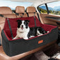 HEGGCOOE Large Dog Car Seat Under 100 lbs, Washable Dog Car Bed for 2 Medium Dogs, Detachable Pet Booster Seat with Storage Pocket and Seat Belt for Back Seat - color: Black/Red