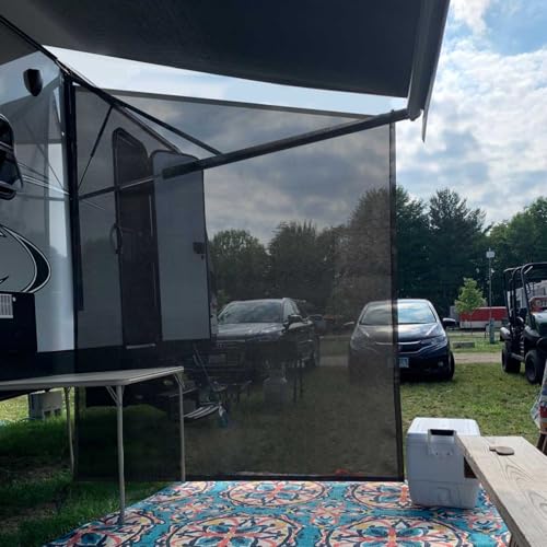 Tentproinc RV Awning Side Sun Shade Screen 9'X7' Mesh Sunshade for RV Awning Sunscreen Motorhome Camping Trailer Awning Screenshade Block UV Glare - 3 Year Warranty (Black) - color: Black