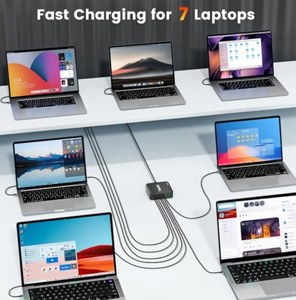 780W USB C Charger Block Fast 10-Port USB C Charging Station GaN PD 120W Laptop Charger Adapter for MacBook Pro/Air, DELL, iPad, iPhone, Samsung Galaxy Black - color: Black
