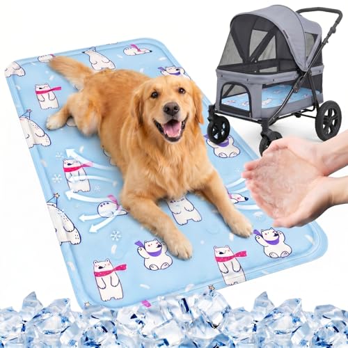 Nuanchu Dog Stroller Cooling Mat, Waterproof Gel Pet Cooling Pad for Summer, Washable Cat Sleeping Blanket, Portable Ice Gel Travel Mat for Cats, Crates, Car Seat(23.62 x 35.43 Inches,Colorful Bear) - size: 23.62 x 35.43 Inches, style: Colorful Bear