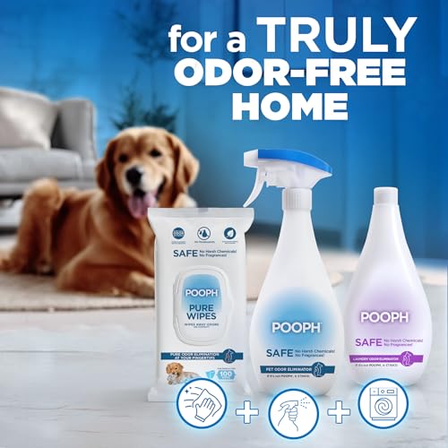 Pooph Pet Odor Eliminator and Litter Box Deodorizer - 2-32oz Bottles - Dismantles Odors on a Molecular Basis, Freshens Cat Litter Boxes, Removes Urine, Feces, and Ammonia Odors