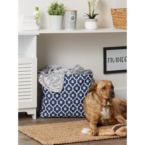 Bone Dry Pet Storage Collection Lattice Paw Print, Nautical Blue, Large Rectangle - color: Nautical Blue, size: Large Rectangle