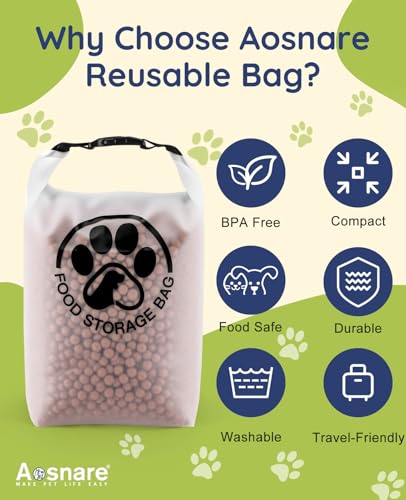 Pet Food Storage Bag for Travel - Transparent Leak-Proof Dog Food Container with Roll-Top Closure, Keeps Kibble Fresh for Camping Trip, Dog Boarding, Weekend Getaways (14 Cups) - size: 14 Cups