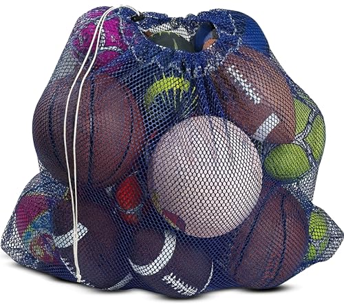 Mesh Equipment Bag - 32” x 36” and 24” x 36” - Adjustable, sliding drawstring cord closure. Perfect mesh bag for parent or coach, making it easy to transport and keeping your sporting gear organized. - color: Royal Blue, size: 32" x 36"