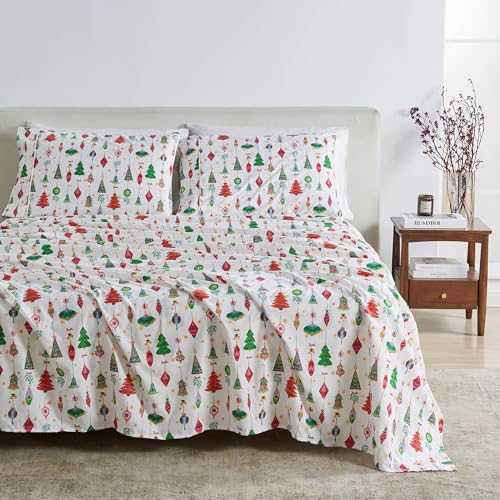 Great Bay Home Twin Printed Microfiber Sheet Set - 3-Piece Ultra-Soft, Brushed Bedding Sheets & Pillowcases - Wrinkle & Fade Resistant, All-Season Bed Sheets (Twinkling Ornaments) - color: 16 - Twinkling Ornaments, size: Twin