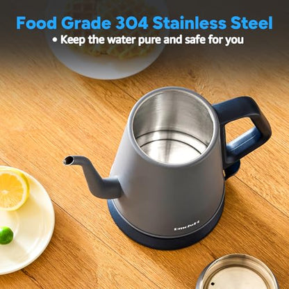 DmofwHi Gooseneck Electric Kettle(1.0L),1000W Electric Tea Kettle of 304 Stainless Steel,Auto Shut off,Water Kettle for Coffee and Tea-Grey - color: Grey