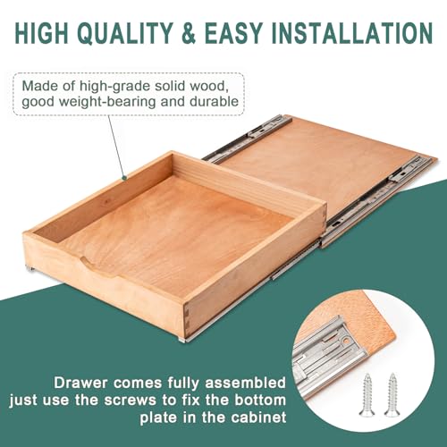 Fully Assembled Pull Out Cabinet Drawer, Wood Pull Out Cabinet Organizer, Soft Close Slide Out Pull Out Drawers for Kitchen Cabinets, Fast and Easy DIY Installation, 21”W x 21”D - size: 21”W x 21”D