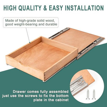 Fully Assembled Pull Out Cabinet Drawer, Wood Pull Out Cabinet Organizer, Soft Close Slide Out Pull Out Drawers for Kitchen Cabinets, Fast and Easy DIY Installation, 21”W x 21”D - size: 21”W x 21”D