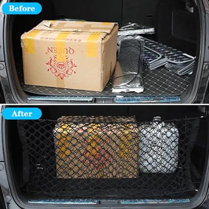 Car Rear Cargo Net, Adjustable Elastic Automotive Trunk Organizer Mesh Pouch Bag, Stretchable Cargo Storage Net, Vehicle Interior Accessories, Universal for RV, SUV, Truck (Small) - size: 35.43 x 15.75inches