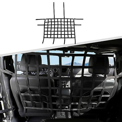 Rear Seat Cargo Net Pet Barrier Compatible with Jeep Wrangler JK JL Gladiator JT 2 Door 4 Door 2007-2023 (Black) - color: Black