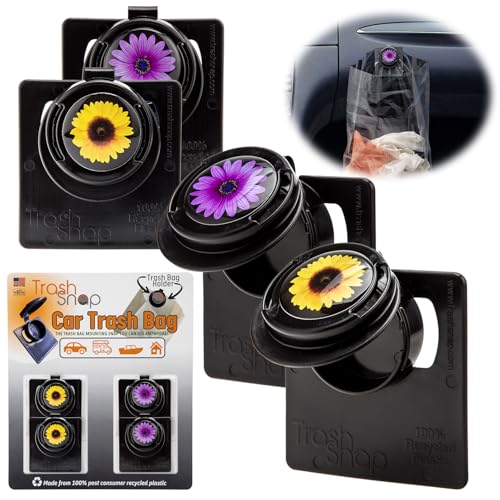 Reusable Bag Holders for Trash & Recycling | Eco-Friendly, Adhesive Clip System for Car, RV, Home, Travel, Boat | Recycled Plastic Petal to the Metal + Sunny Day - 4 Pack - color: Petal to the Metal Sunny Day