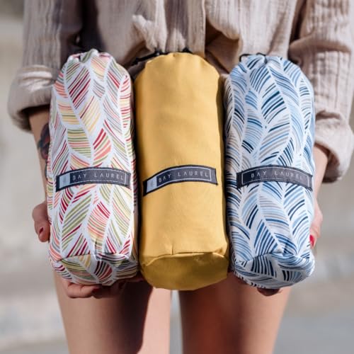 BAY LAUREL Turkish Beach Towel with Travel Bag 39 x 71 Quick Dry Sand Free Lightweight Large Oversized Towels Light - color: Purple With Plain Yellow Bag
