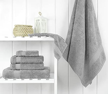 Cotton Paradise 6 Piece Towel Set 100% Cotton Soft Absorbent Turkish Towels for Bathroom 2 Bath Towels 2 Hand Towels 2 Washcloths Light Gray Towel Set - color: Light Grey