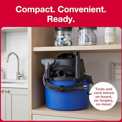 Koblenz Wet Dry Vacuum Cleaner, 2 Gallon 2.0 PHP, 60 CFM, 10 ft Reach, Twist-N-Lock Hose, Small Shop Vac, Portable Shop Vac for Home Car Garage Workshop, Accessories Included, Blue/Black, WD-2L - size: 2 Gallon 2.0 HP