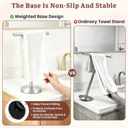 T-Shape Bath Hand Towel Holder Stand, Stainless Steel Free Standing Hand Towel Rack, for Bathroom Kitchen & Countertop, Silver, 2 Pack - color: Silver-2 Pack