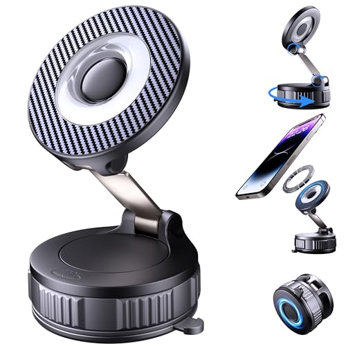 Vacuum Magsafe Car Phone Holder [120+ LB Strongest Suction & 3000gf Strongest Magnetic] 360° Adjustable Magnetic Car Phone Mount, Phone Holders for Your Car for iPhone 17 Pro Max 16 15 14 13 12 Plus