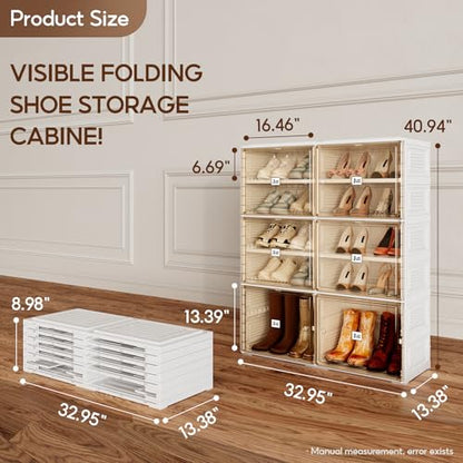 ANTBOX Portable Shoe Rack Organizer for Closet Entryway, Stackable Sneaker Storage Shoe Cabinet with Magnetic Clear Door, Large Plastic Storage containers Bins with Lids 5 Tiers 20 Pairs - size: 5 Tiers 20 Pairs