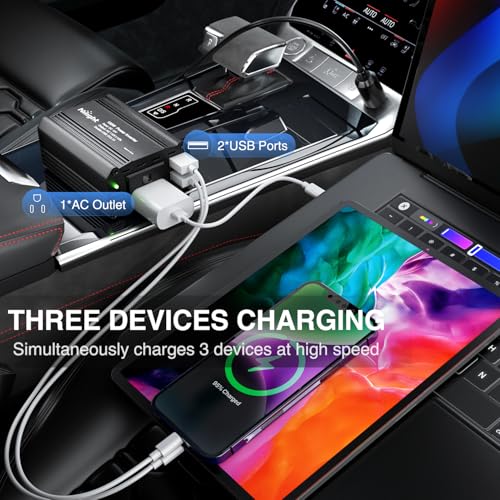 Nilight 150W Power Inverter 12V DC to 110V AC Car Charger Converter with 3.1A Dual USB Ports and 1 AC Outlets for Phones Tablets Laptop Computer Game Console Kindle iPad DVD Players Black - color: 150W USB*2 110V Outlet