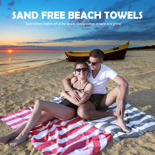 Your Choice Microfiber Beach Towel, Sand-Free Quick Dry Travel Towel, Oversized Compact Lightweight Recycled Towel for Pool Camping(67"x35"/60"x30") - color: G-set (4)-green/Rose Red/Blue/Gray, size: Extra Large(67x35")