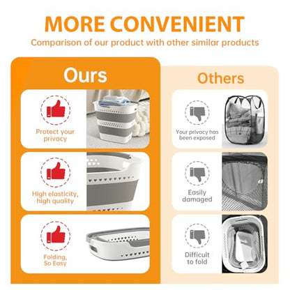 42L Medium Collapsible Plastic Laundry Basket with Handles, Foldable Laundry Basket Hamper, Pop Up Storage Container Organizer for Washing Storage (Gery, 17 Inch * 13 Inch * 15 Inch) - style: 42L