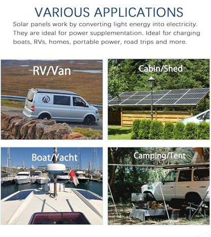 lexible Solar Panel kit 100W 12V System,Monocrystalline module10A Charge Controller,Extension Cable Off-Grid Charger for RV Boat Van Car Curve Surfaces (Black) - color: Black