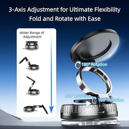 Magnetic Car Phone Mount for MagSafe: 360° Rotatable Adjustable Holder with Suction Cup, Universal Fit for Dashboards/Windshields/Glass, Compatible with iPhone 17/16/15 Series & Android - color: C. J36-White Base
