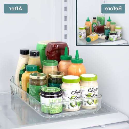 YouCopia RollOut Fridge Caddy BPA-Free Clear Rolling Refrigerator Organizer Bin with Adjustable Dividers and Handles, 9" Wide - size: 9" Wide